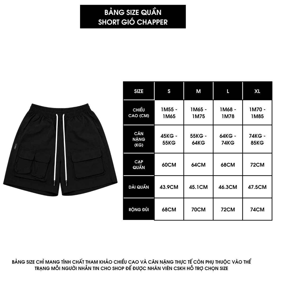 Quần short gió Chapper 2 lớp cao cấp, phiên bản túi hộp - QSCP014