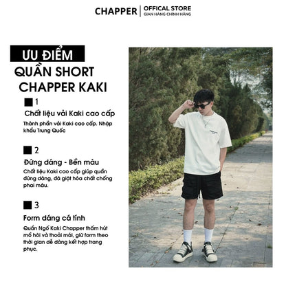 Quần short nam CHAPPER túi hộp chất kaki cao cấp dáng trên gối - QSCP008