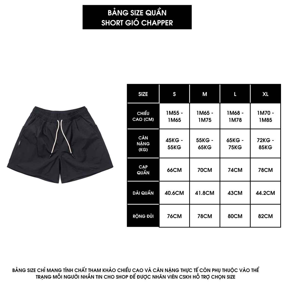 Quần short gió nhăn Chapper 2 lớp cao cấp, phiên bản classic- QSCP013