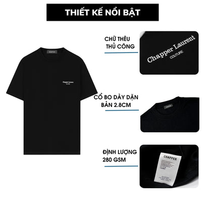 Áo thun nam nữ cổ tròn CHAPPER  hoạ tiết thêu Couture, vải cotton thoáng mát, form Unisex - APCP020
