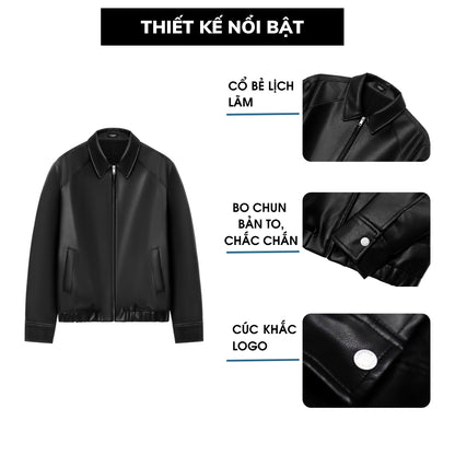 Áo khoác da PU CHAPPER cao cấp, form Regular bo gấu | Jacket da - AKDCP001
