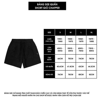 Quần short gió nhăn CHAPPER túi chéo chất liệu gió nhăn cao cấp - QSCP012