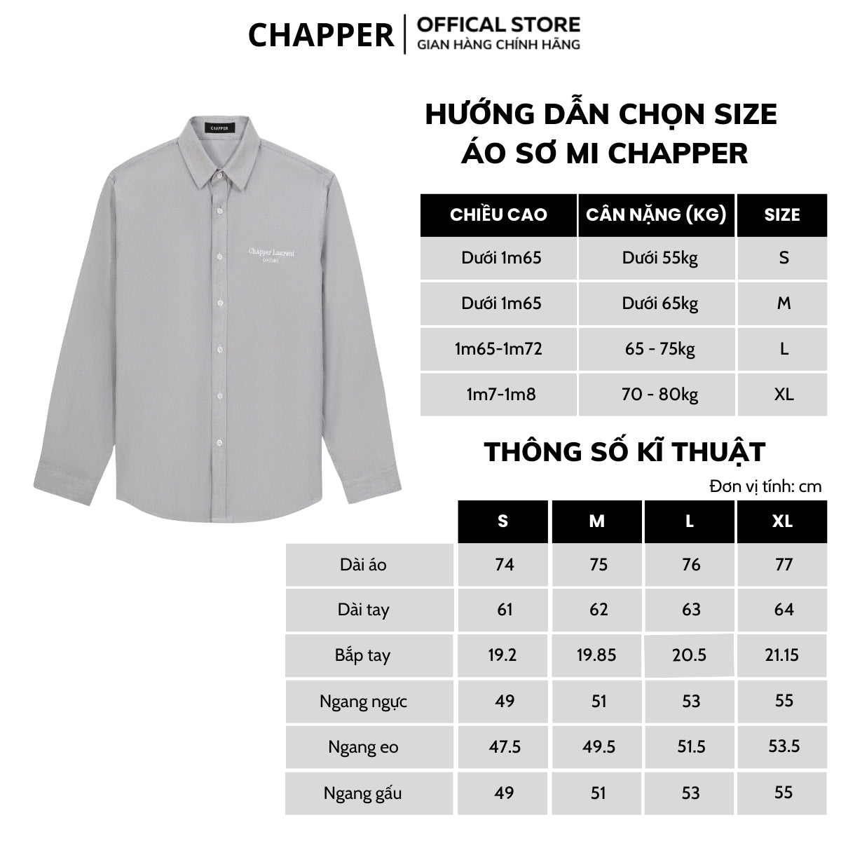 Áo sơ mi nam CHAPPER hoạ tiết thêu Couture chất Oxford cao cấp, form Regular - SMCP004