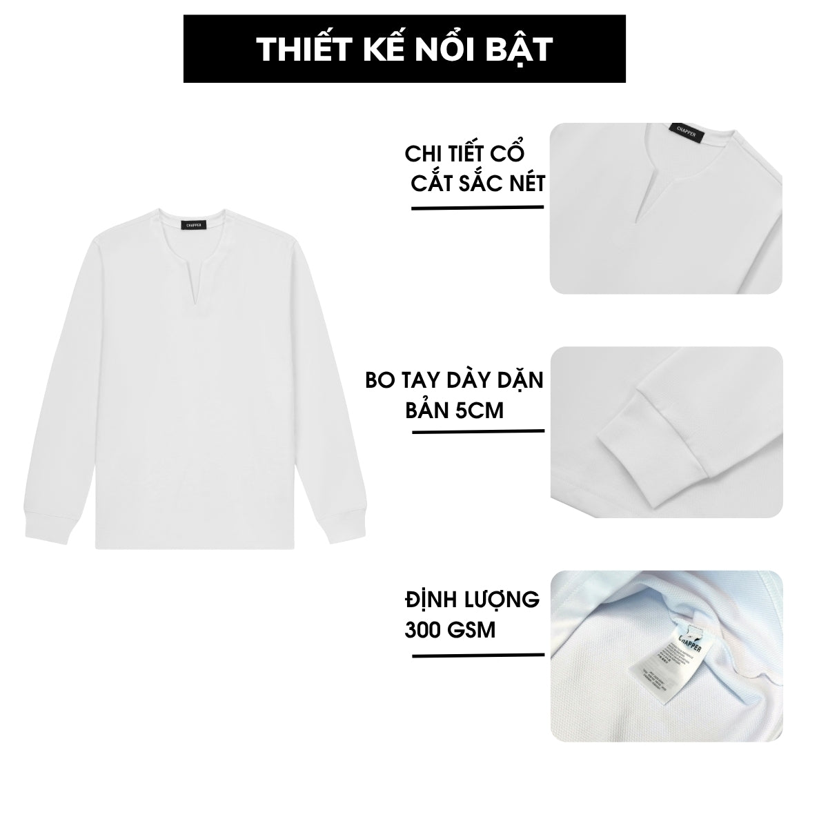 Áo thun nam dài tay CHAPPER cổ khoét chữ Y chất thể thao cao cấp, form Regular - ADCP003