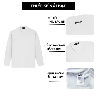 Áo thun nam dài tay CHAPPER cổ tim chất thể thao cao cấp, form Regular - ADCP001