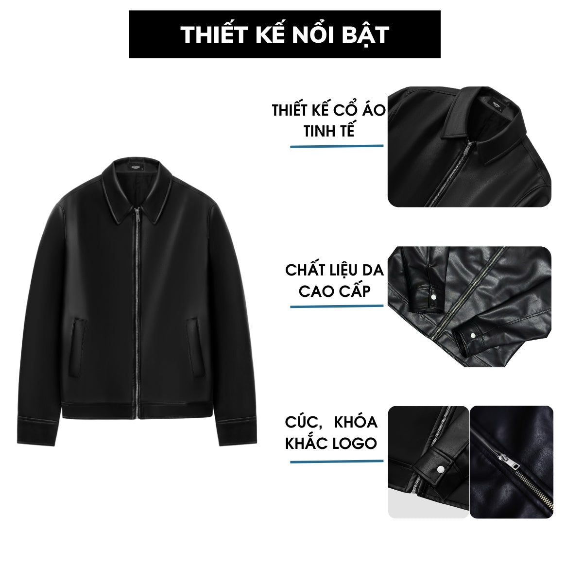 Áo khoác da PU CHAPPER cao cấp, dáng suông cổ điển | Jacket da - AKDCP002
