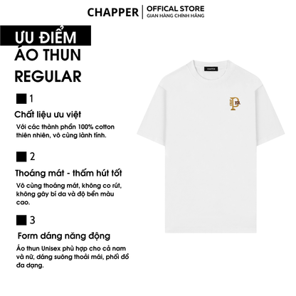 Áo thun nam nữ cổ tròn CHAPPER thêu chữ P form Regular, vải cotton 2 mặt, định lượng 240gsm thoáng mát - APCP049