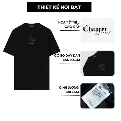 Áo thun nam nữ CHAPPER thêu 3 thánh giá, định lượng 280gsm thoáng mát, form unisex - APCP046