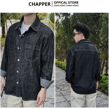 Áo sơ mi Denim nam CHAPPER cao cấp, vải mềm mịn, không co rút, không phai màu - SMCP007