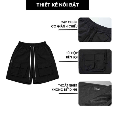 Quần short gió Chapper 2 lớp cao cấp, phiên bản túi hộp - QSCP014