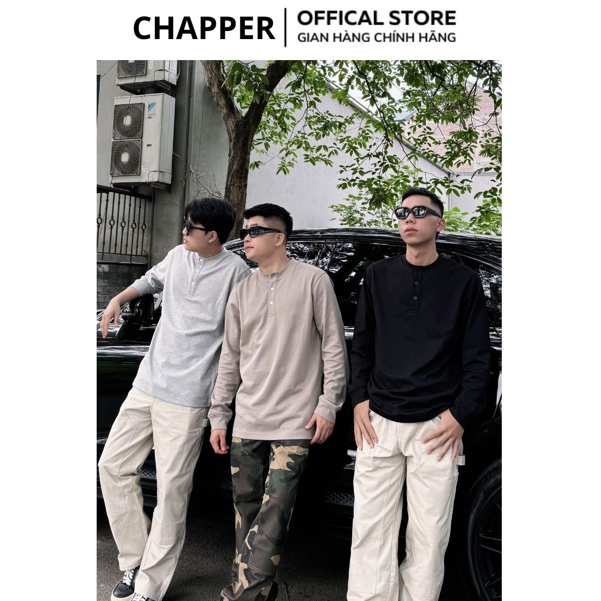 Áo thun nam dài tay CHAPPER cổ trụ chất vải thể thao cao cấp 350gsm, form Regular - ADCP002