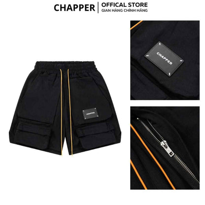 Quần short nam CHAPPER túi hộp dây vàng chất kaki cao cấp dáng trên gối - QSCP003