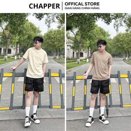 Áo thun nam nữ CHAPPER cao cấp cổ đáp V rải chỉ form Regular, vải cotton 260gsm thoáng mát - APCP028