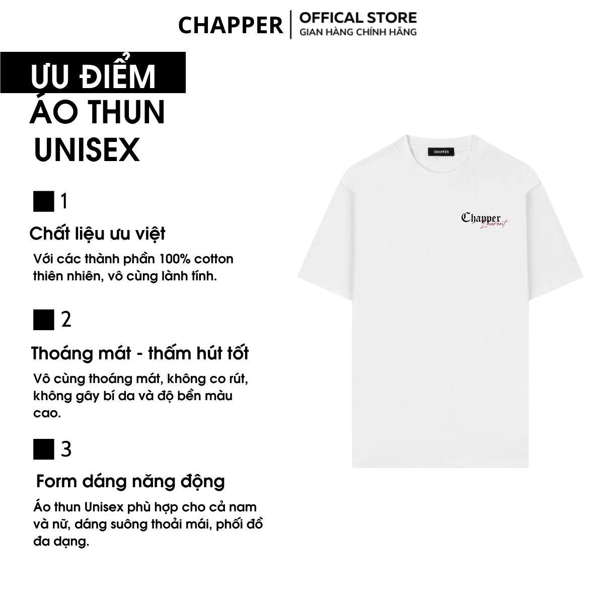 Áo thun nam nữ CHAPPER X, định lượng 280gsm thoáng mát, form unisex - APCP047