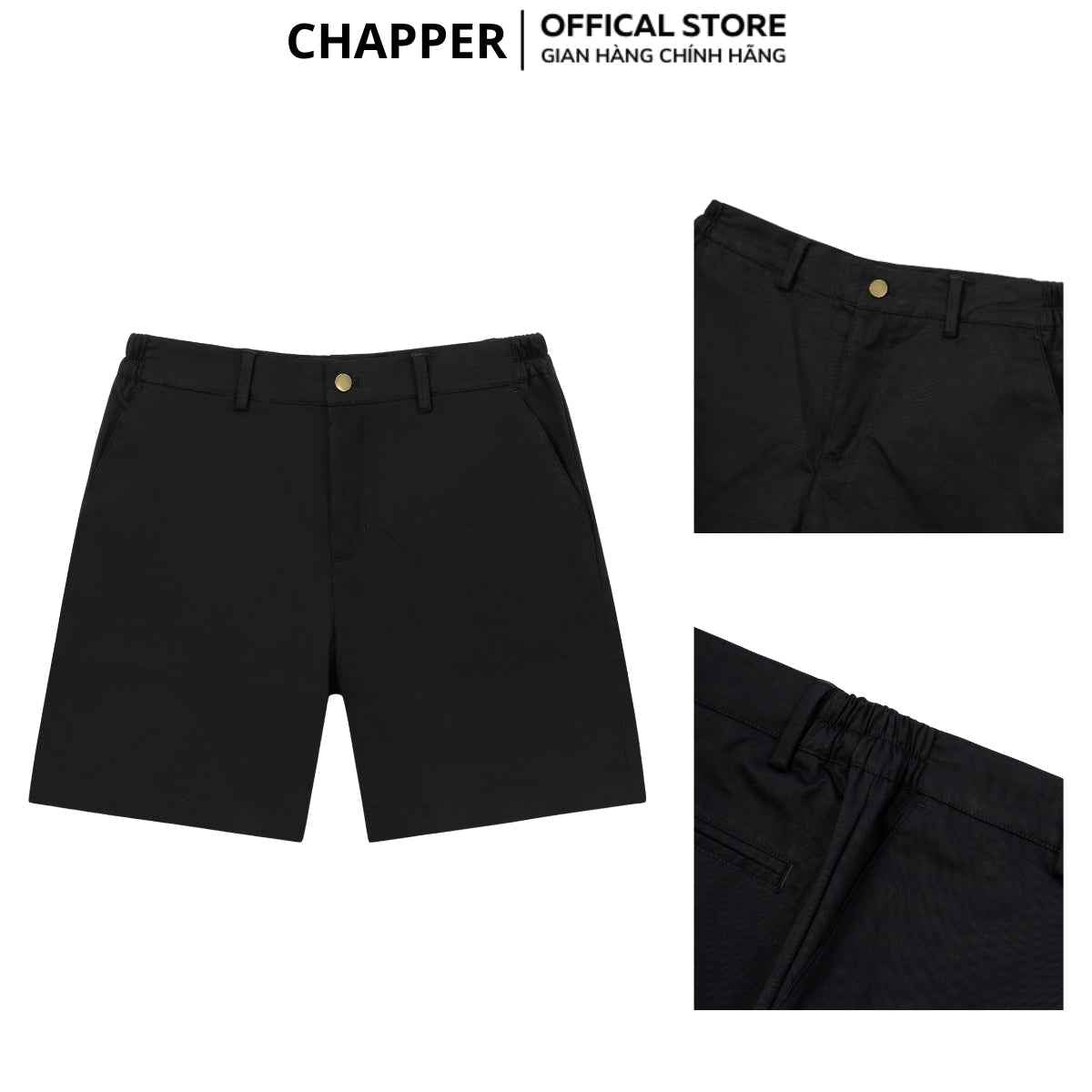 Quần short kaki nam CHAPPER vải kaki nhập khẩu co giãn 2 chiều, cạp chun dáng trên gối chính hãng - QSCP011