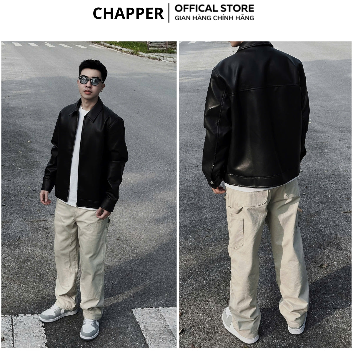 Áo khoác da PU CHAPPER cao cấp, dáng suông cổ điển | Jacket da - AKDCP002