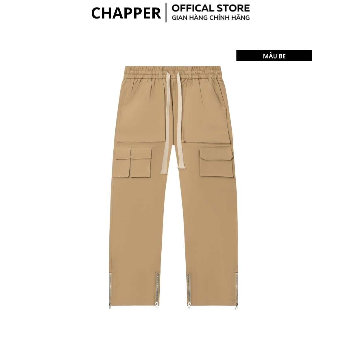 Quần Cargo Pant CHAPPER chất kaki túi hộp ống suông khóa zip - QCP001