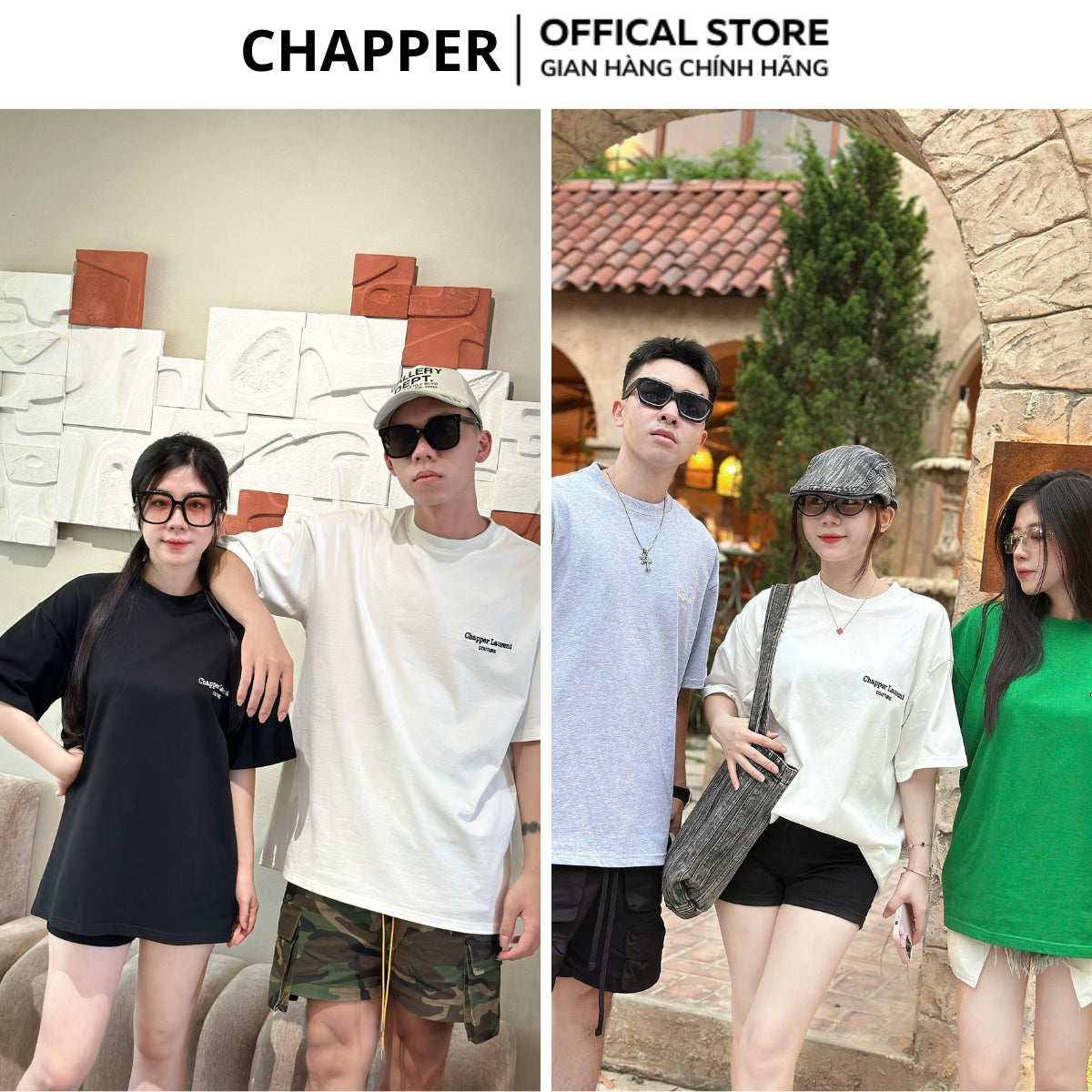 Áo thun nam nữ cổ tròn CHAPPER  hoạ tiết thêu Couture, vải cotton thoáng mát, form Unisex - APCP020