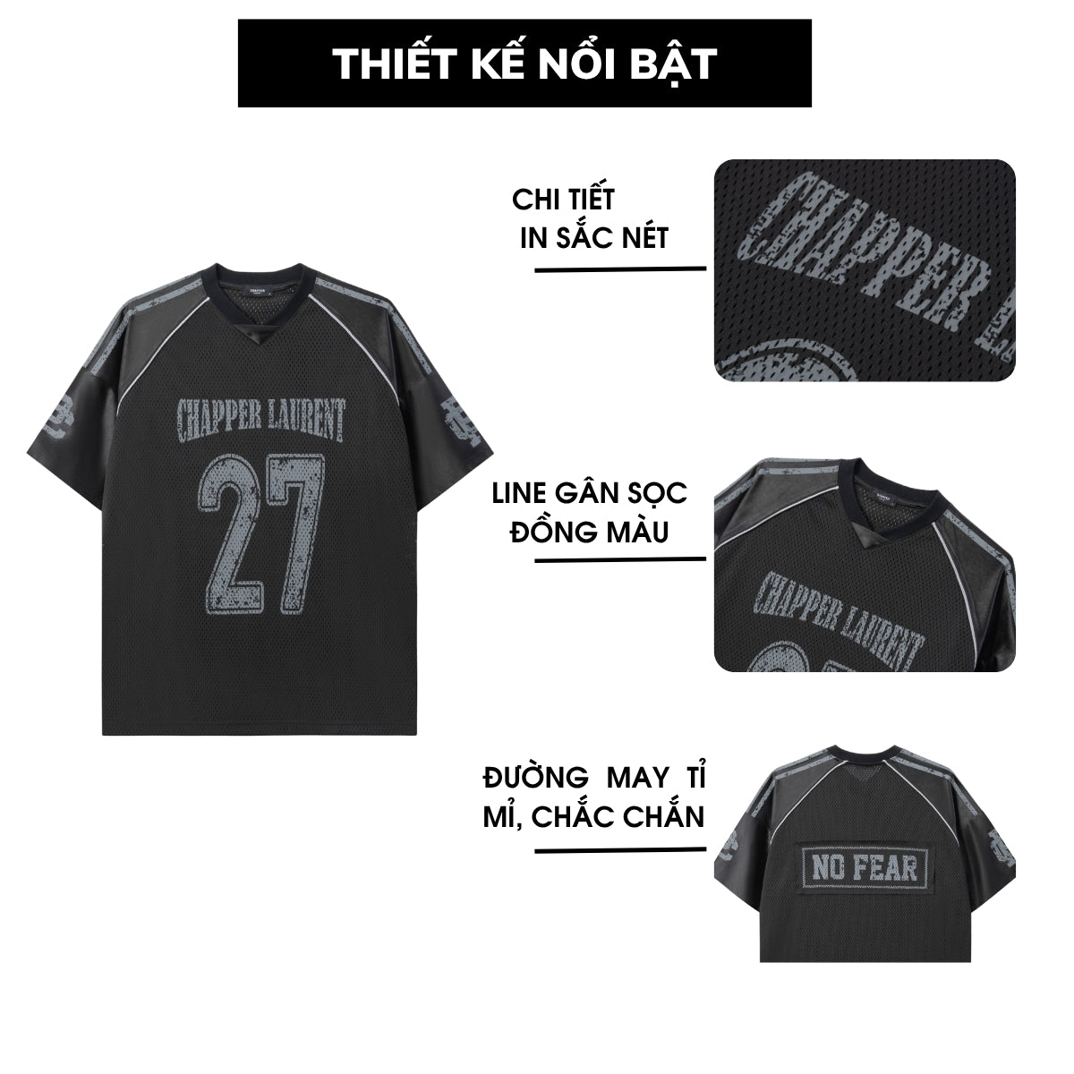 Áo Jersey thương hiệu CHAPPER chất lưới pha vải cao cấp, form unisex rộng rãi thoáng khí cho nam và nữ - APCP033