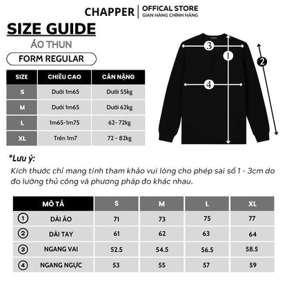 Áo thun nam dài tay CHAPPER cổ khoét chữ Y chất thể thao cao cấp, form Regular - ADCP003