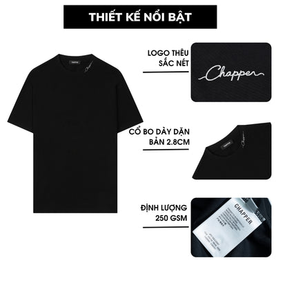 Áo thun nam nữ CHAPPER cao cấp logo thêu cổ - APCP039