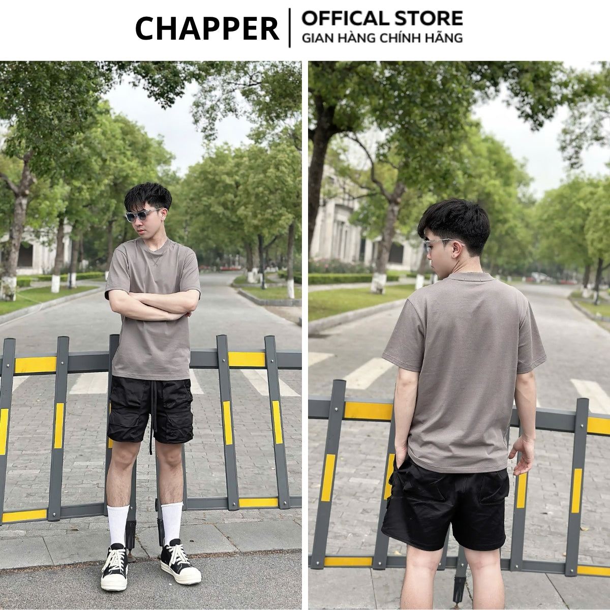 Áo thun nam nữ CHAPPER cao cấp cổ đáp V rải chỉ form Regular, vải cotton 260gsm thoáng mát - APCP028