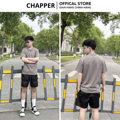 Áo thun nam nữ CHAPPER cao cấp cổ đáp V rải chỉ form Regular, vải cotton 260gsm thoáng mát - APCP028