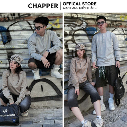 Áo thun nam dài tay CHAPPER cổ trụ chất vải thể thao cao cấp 350gsm, form Regular - ADCP002