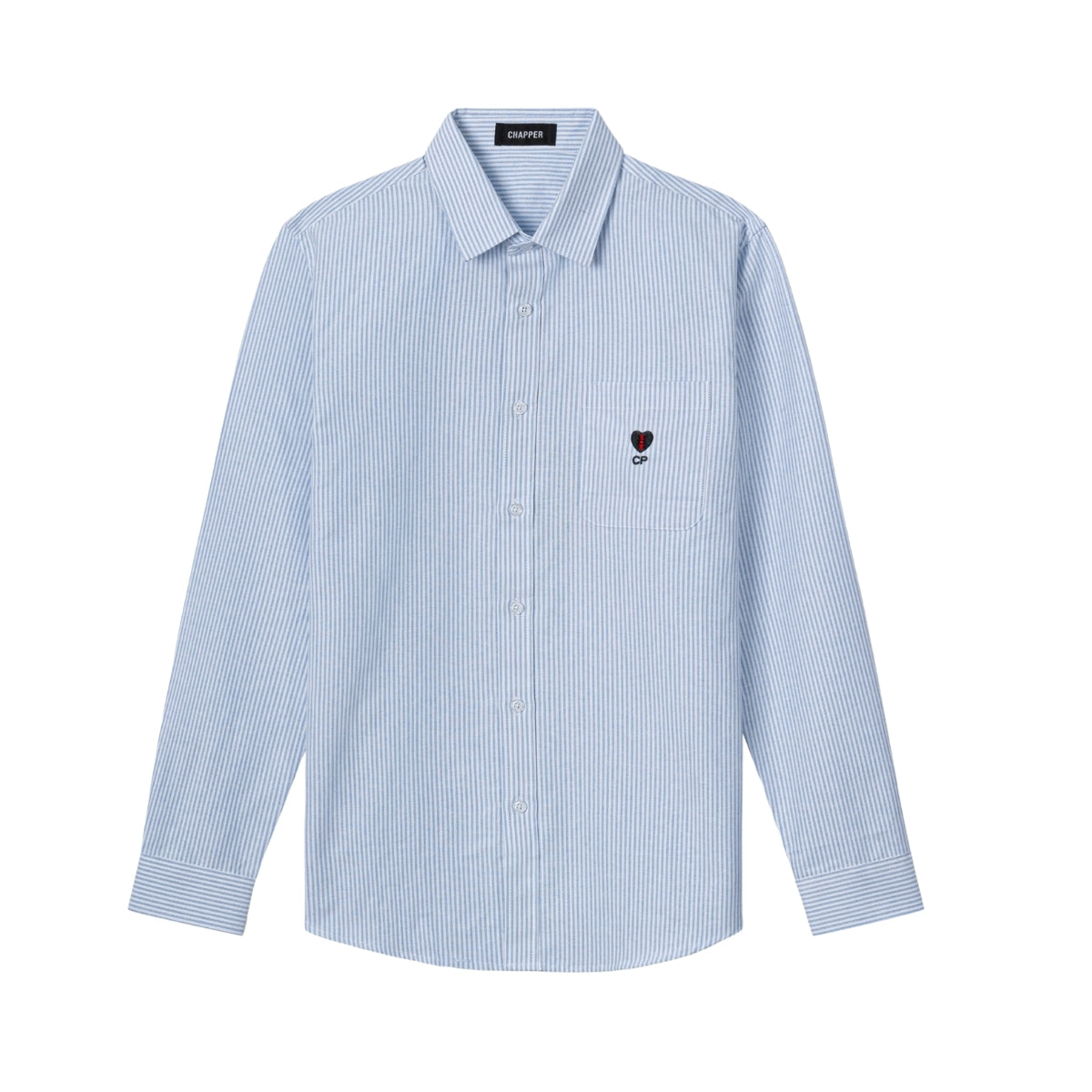 Áo sơ mi nam CHAPPER kẻ xanh hoạ tiết thêu tim chất Oxford cao cấp, form Regular - SMCP005