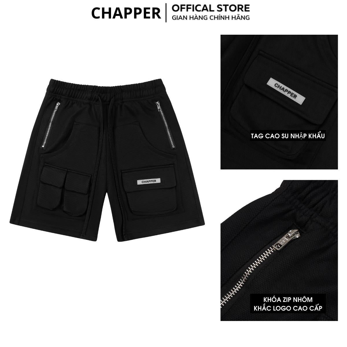 Quần short nam CHAPPER túi hộp chất thể thao cao cấp, dáng trên gối - QSCP005