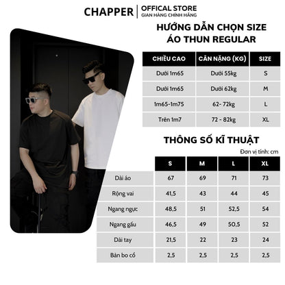 Áo thun nam nữ cổ tròn CHAPPER form Regular, vải cotton 260gsm thoáng mát - APCP006