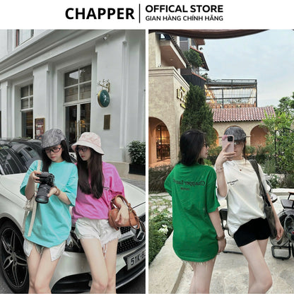 Áo thun nam nữ cổ tròn CHAPPER  hoạ tiết thêu Couture, vải cotton thoáng mát, form Unisex - APCP020