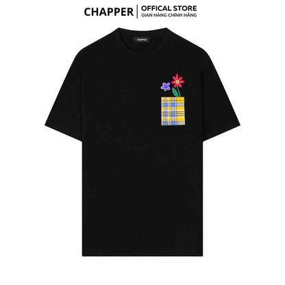 Áo thun nam nữ CHAPPER túi thêu hoa, định lượng 280gsm thoáng mát, form unisex - APCP041