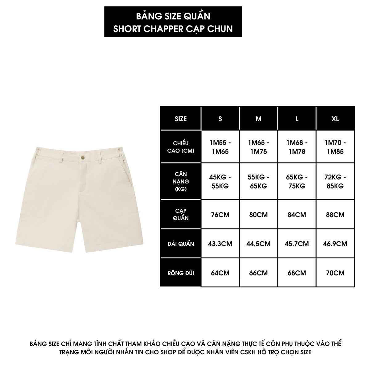 Quần short kaki nam CHAPPER vải kaki nhập khẩu co giãn 2 chiều, cạp chun dáng trên gối chính hãng - QSCP011