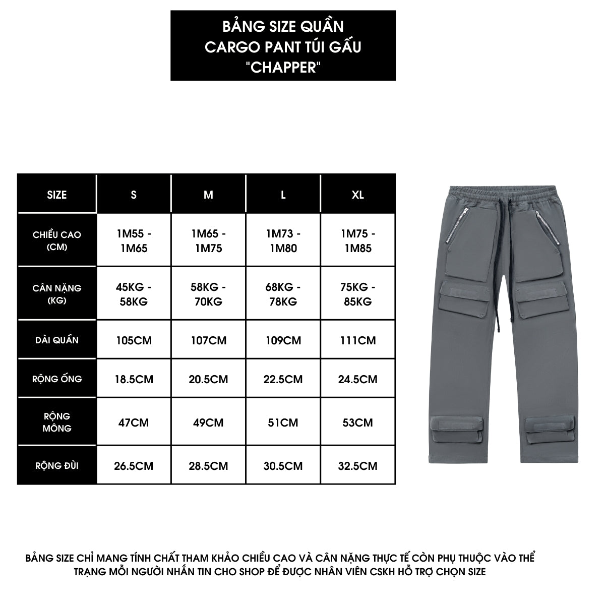 Quần Cargo Pant CHAPPER chất kaki túi hộp ống suông khóa zip - QCP005