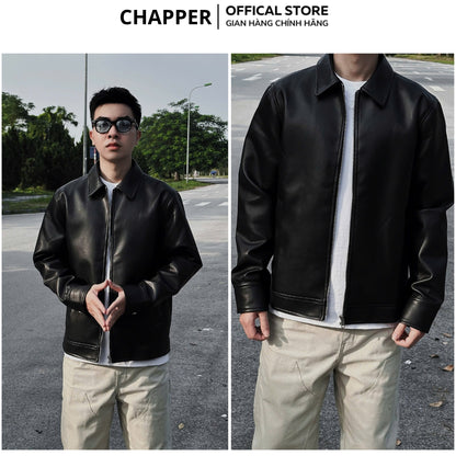 Áo khoác da PU CHAPPER cao cấp, dáng suông cổ điển | Jacket da - AKDCP002