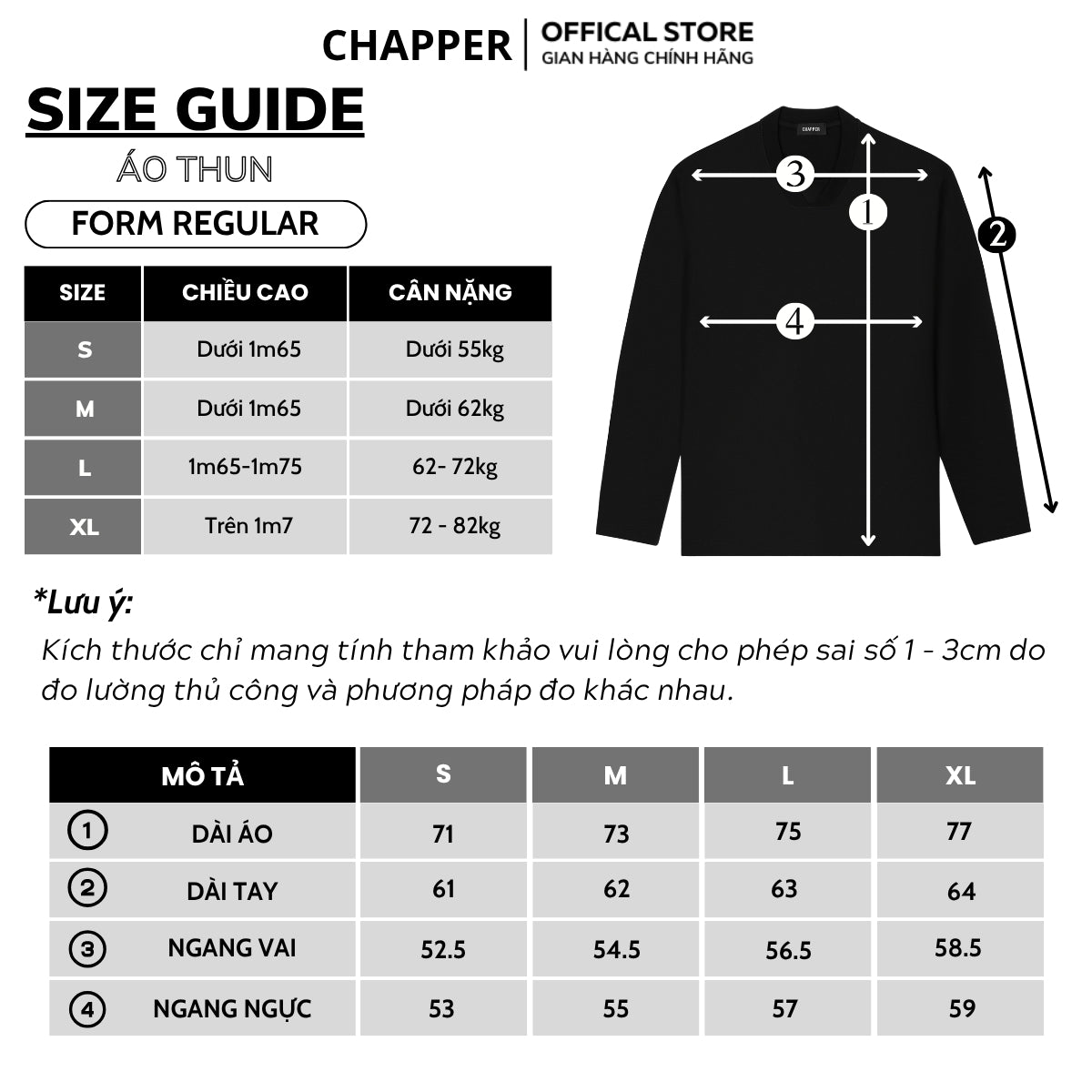 Áo thun nam dài tay CHAPPER cổ tim chất thể thao cao cấp, form Regular - ADCP001