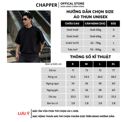 Áo thun CHAPPER vai chéo, cổ tròn form Unisex dấu khuyết điểm nam nữ, co giãn chống nhăn chính hãng 100% - APCP031