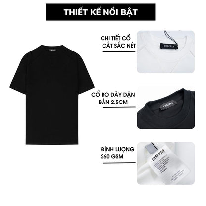 Áo thun nam nữ cổ tròn CHAPPER form Regular, vải cotton 260gsm thoáng mát - APCP006