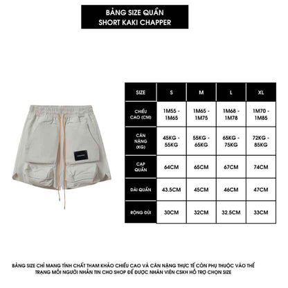 Quần short nam CHAPPER túi hộp dây vàng chất kaki cao cấp dáng trên gối - QSCP003