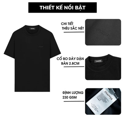 Áo thun nam nữ CHAPPER cổ tròn 7 màu thêu logo ngực, form Unisex  - APCP027