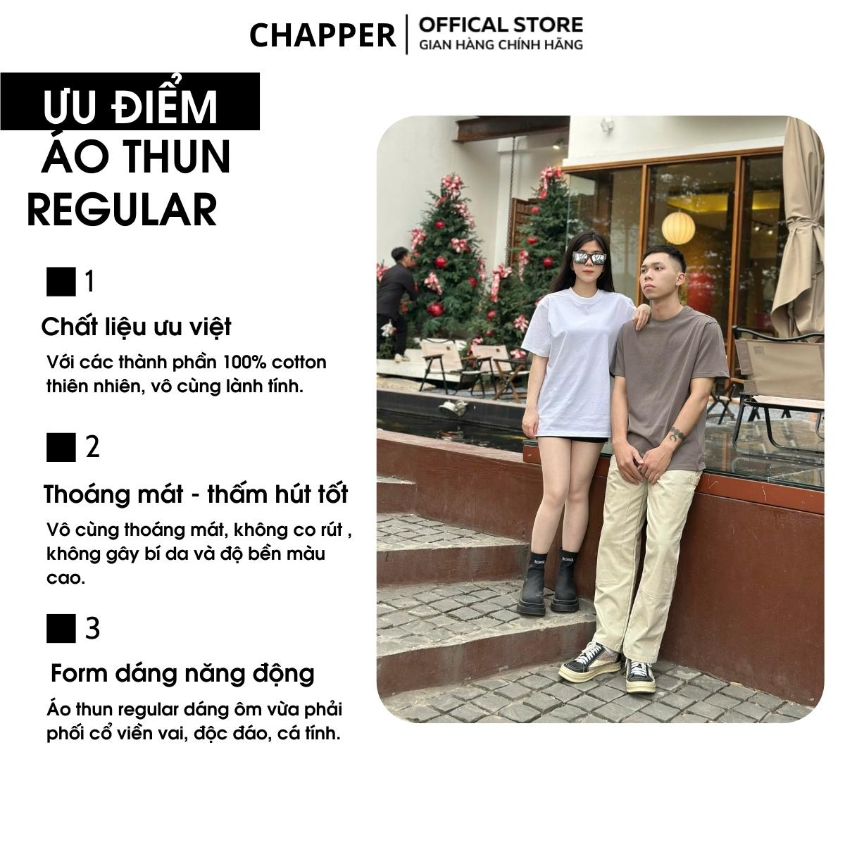 Áo thun nam nữ CHAPPER cổ tròn vai chéo form Regular, vải 260gsm thoáng mát - APCP018