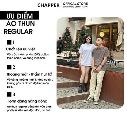 Áo thun nam nữ CHAPPER cổ tròn vai chéo form Regular, vải 260gsm thoáng mát - APCP018