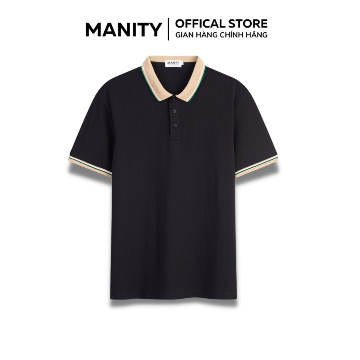 Áo polo đen cổ vàng Manity - PLM03