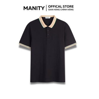 Áo polo đen cổ vàng Manity - PLM03