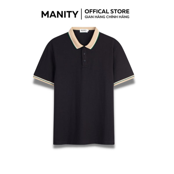 Áo polo đen cổ vàng Manity - PLM03