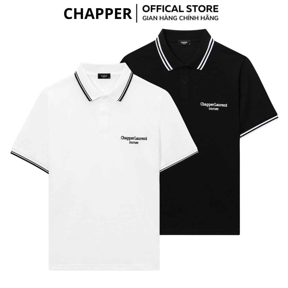 Áo Polo nam CHAPPER hoạ tiết thêu Couture thoáng mát, tay ngắn basic - PLCP001