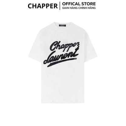 Áo thun nam nữ cổ tròn Chapper chữ thêu da, form Unisex, vải cotton thoáng mát - APCP005