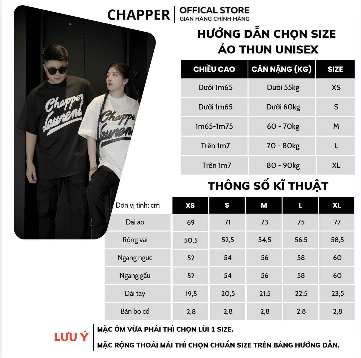 Áo thun nam nữ cổ tròn Chapper chữ thêu da, form Unisex, vải cotton thoáng mát - APCP005