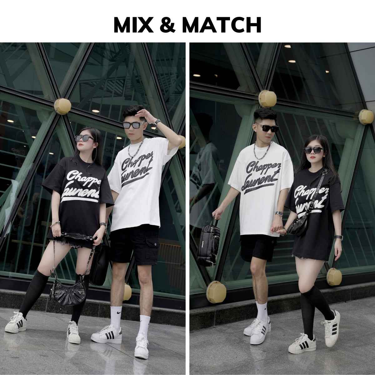 Áo thun nam nữ cổ tròn Chapper chữ thêu da, form Unisex, vải cotton thoáng mát - APCP005